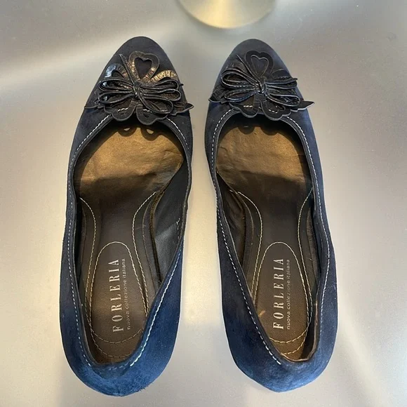 Wedge Heels in Blue Suede - sz 7.5 - Picture 9 of 11